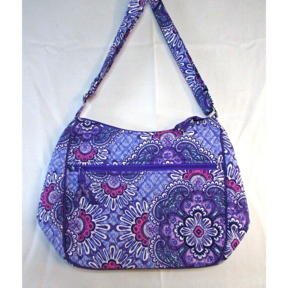 Vera Bradley Shoulder Bag VBE18 Purple Floral Adjustable Foldable Base - Picture 2 of 12